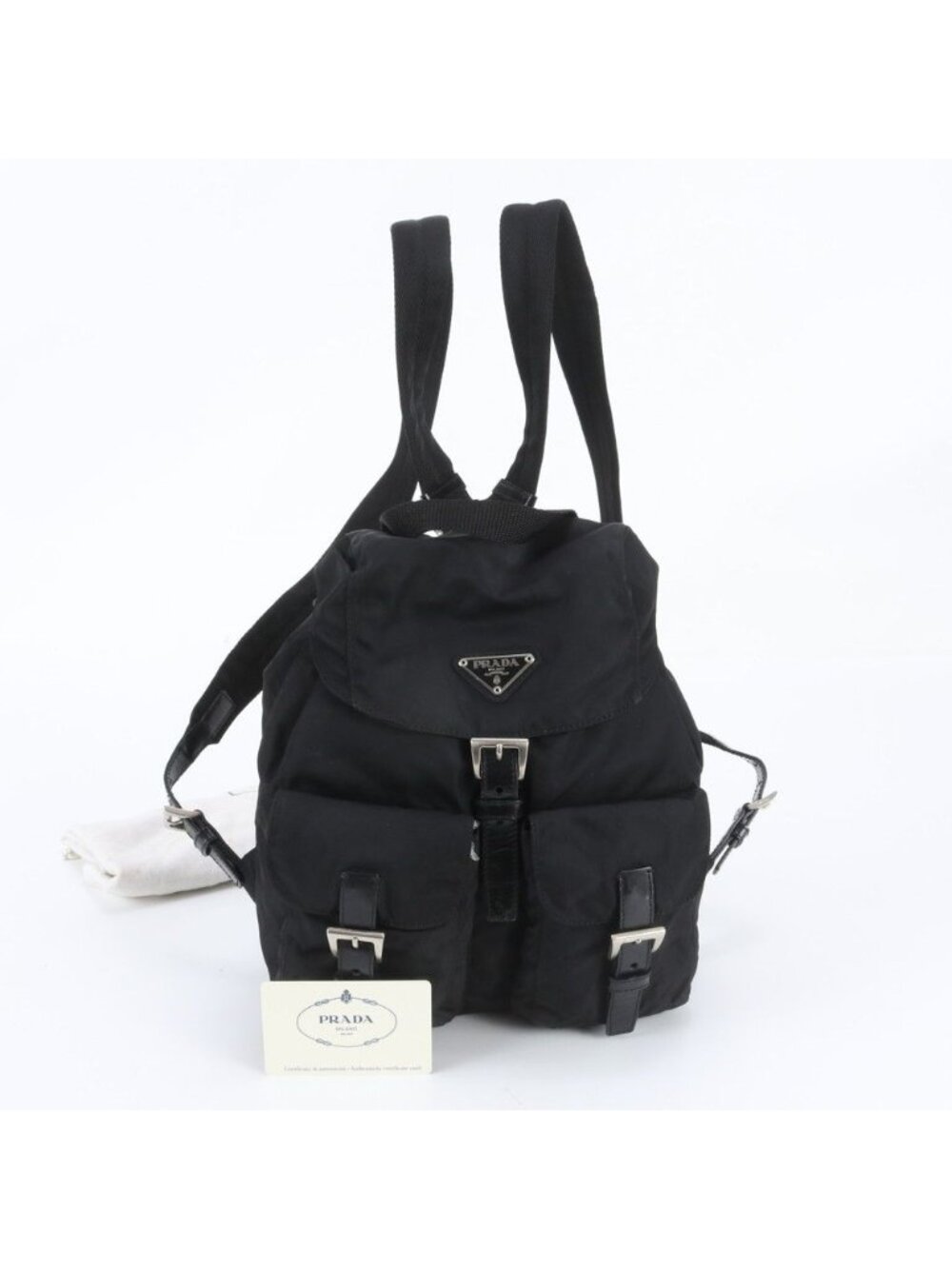 Prada Tessuto Nylon White Tag Leather Backpack